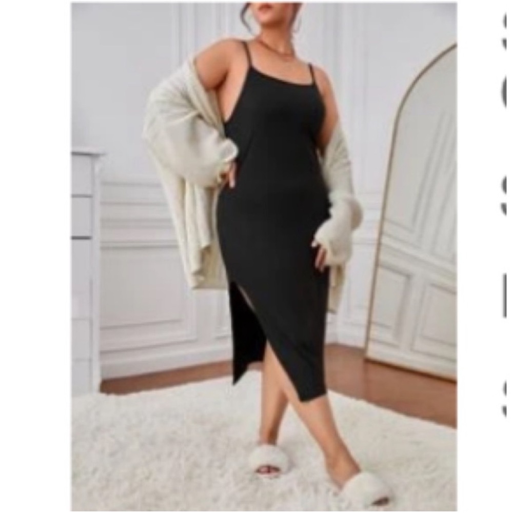 New- SHEIN Emery Rose Unity Plus Split Thigh Cami Dress.